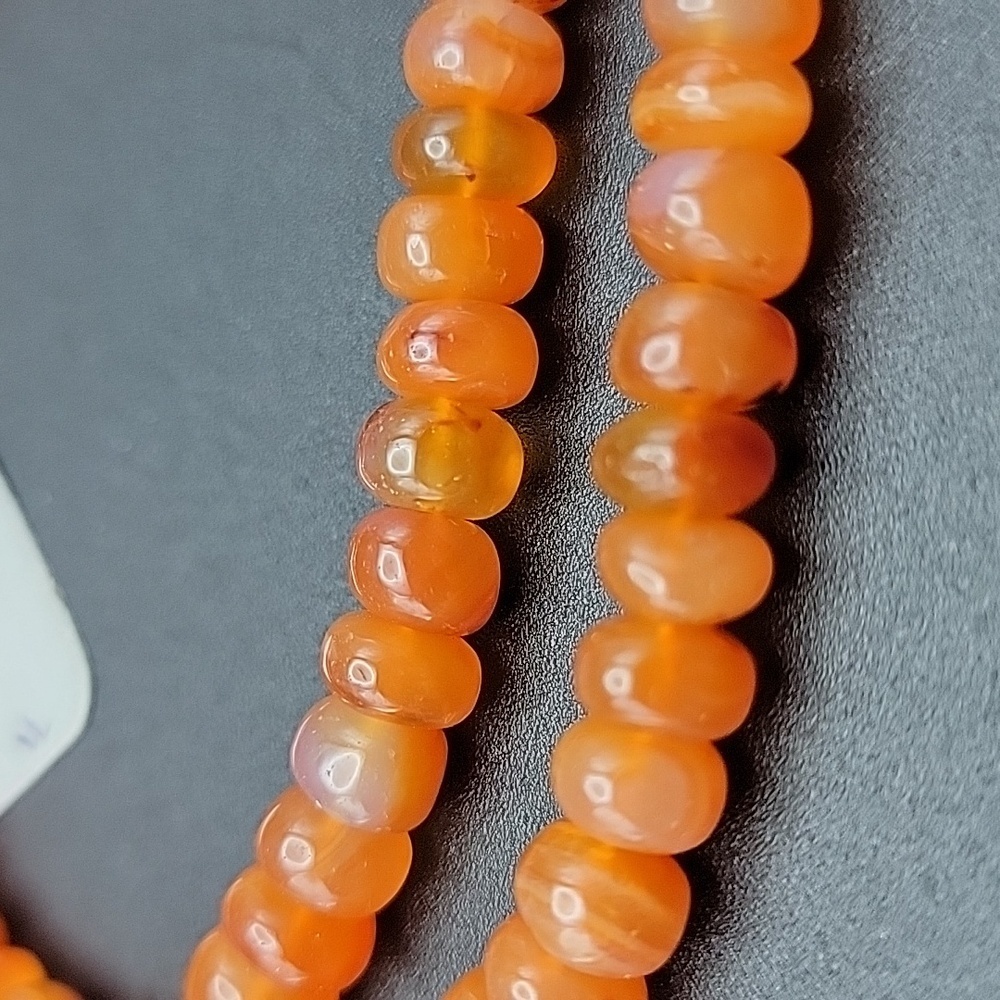 730 Cts Natural Orange Carnelian Round Rondelle Beads Gemstone Beaded Necklace - Picture 9 of 9